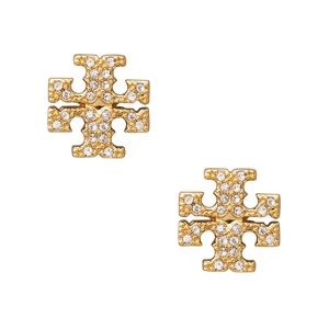 Tory Burch • Gold Crystal Logo Stud Earrings